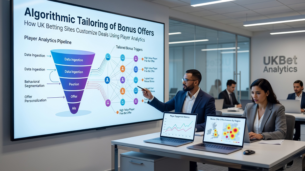 Analytics team reviewing player segmentation reports on multiple screens in a betting technology office