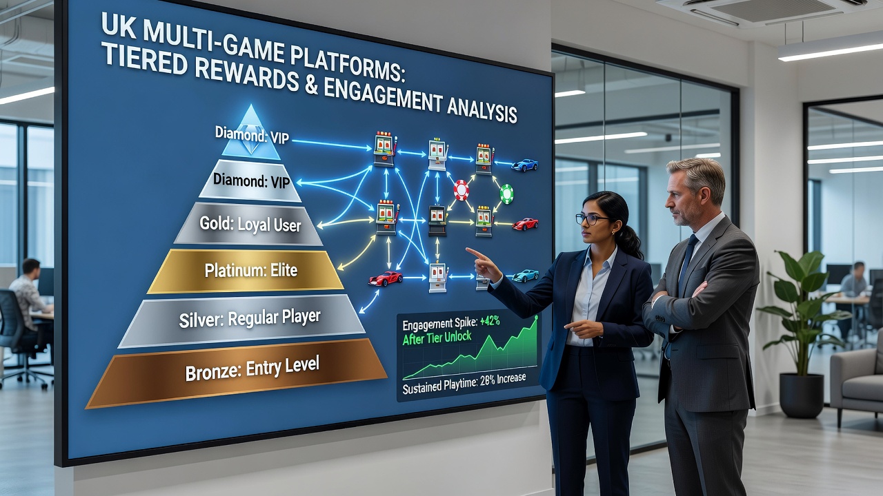 Player engagement statistics displayed on a tiered loyalty interface with progression bars