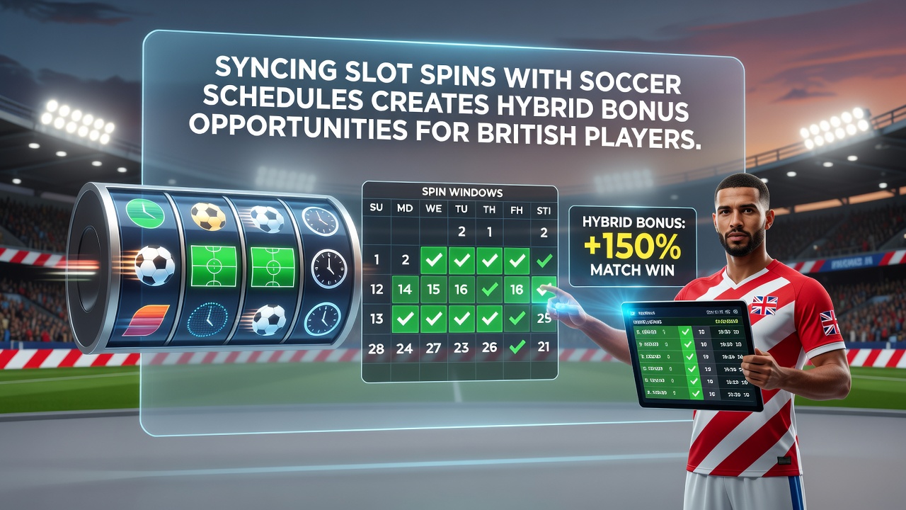 Visual representation of synced soccer match timings and slot bonus activations for UK audiences