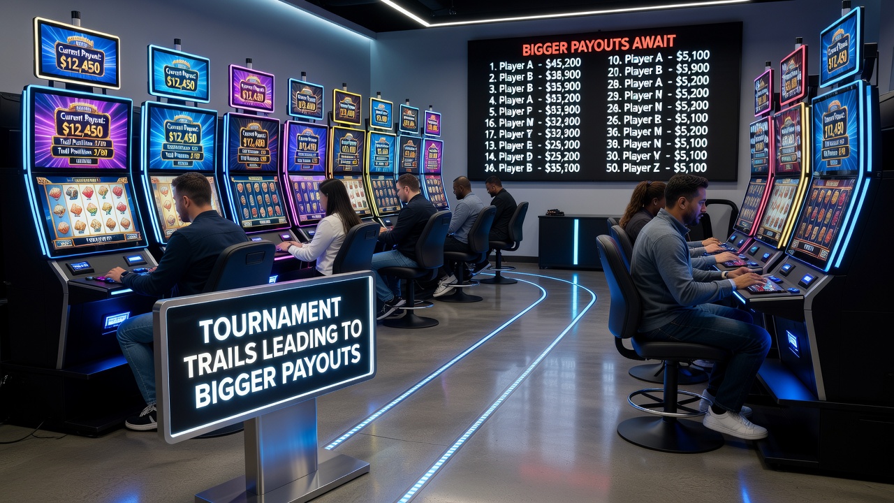 Players competing in a casino slot tournament environment