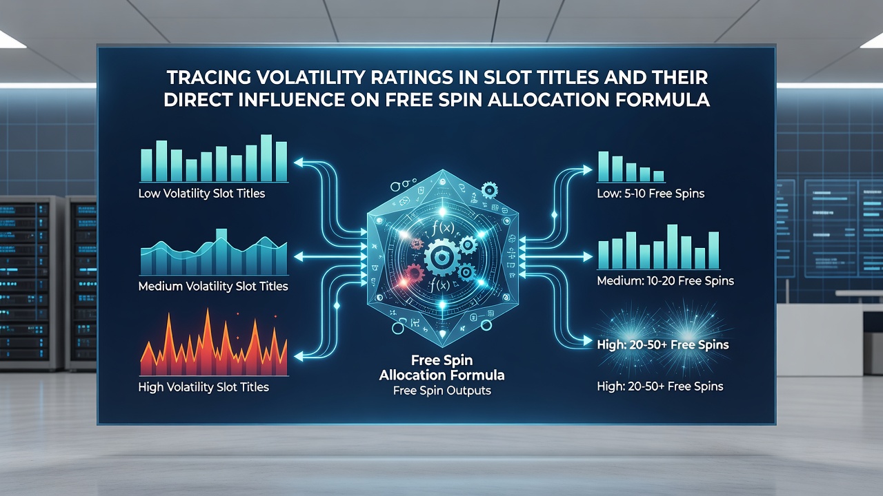 Chart showing free spin allocation based on volatility levels across different slot titles